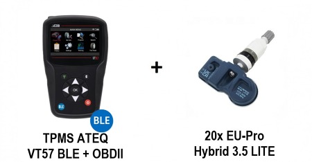 ZESTAW: Programator TPMS ATEQ VT57 BLE z OBDII 3-letnia DARMOWA aktualizacja na WSZYSTKIE CZUJNIKI + 20x EU-Pro Hybrid 3.5 LITE