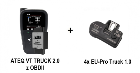PAKIET : Programator ATEQ VT TRUCK 2.0 z OBDII + 4 sztuki Czujników EU-Pro Truck 1.0